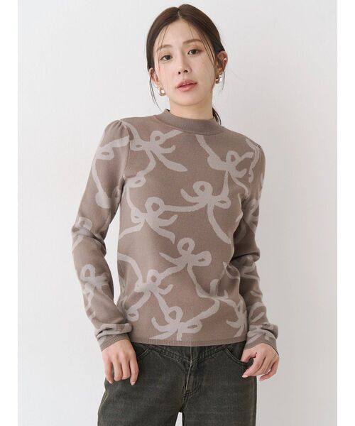 CALNAMUR（カルナムール）の「リボンパターンニット（ニット/セーター・レディース・ピンク/ベージュ・FREE）」の5枚目の写真