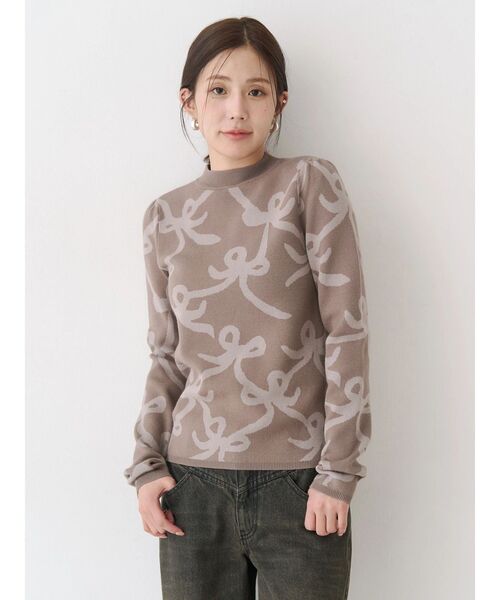 CALNAMUR（カルナムール）の「リボンパターンニット（ニット/セーター・レディース・ピンク/ベージュ・FREE）」の7枚目の写真