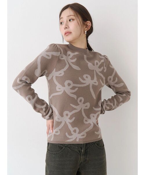 CALNAMUR（カルナムール）の「リボンパターンニット（ニット/セーター・レディース・ピンク/ベージュ・FREE）」の9枚目の写真