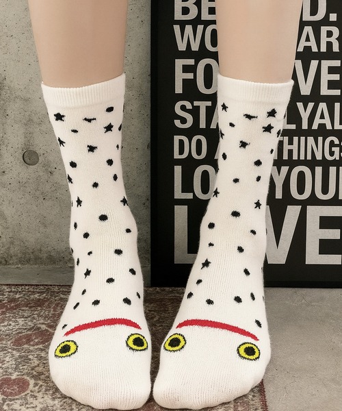 NOLITA LABORATORY(ノリータラボラトリー)の「【 NOLITA / ノリータ 】うなぎ ちんあなご デザイン ソックス 2足セット アニマルフェイス×ボーダー×ドット スターニット 靴下 ソックス(ソックス/靴下・レディース・マルチ・FREE)」の2枚目の写真