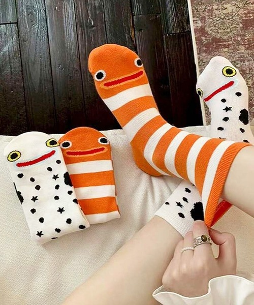 NOLITA LABORATORY(ノリータラボラトリー)の「【 NOLITA / ノリータ 】うなぎ ちんあなご デザイン ソックス 2足セット アニマルフェイス×ボーダー×ドット スターニット 靴下 ソックス(ソックス/靴下・レディース・マルチ・FREE)」の6枚目の写真