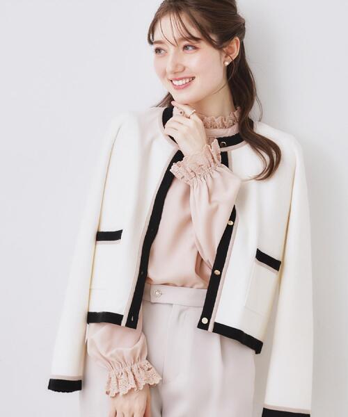 couture brooch（クチュールブローチ）の「【2WAY・ハレの日・通勤】エンブロレースブラウス（シャツ/ブラウス・レディース・アイボリー/ブラック/ライトグレー/ピンク・40/36/42/38）」の4枚目の写真