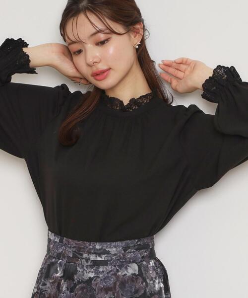 couture brooch（クチュールブローチ）の「【2WAY・ハレの日・通勤】エンブロレースブラウス（シャツ/ブラウス・レディース・アイボリー/ブラック/ライトグレー/ピンク・40/36/42/38）」の3枚目の写真