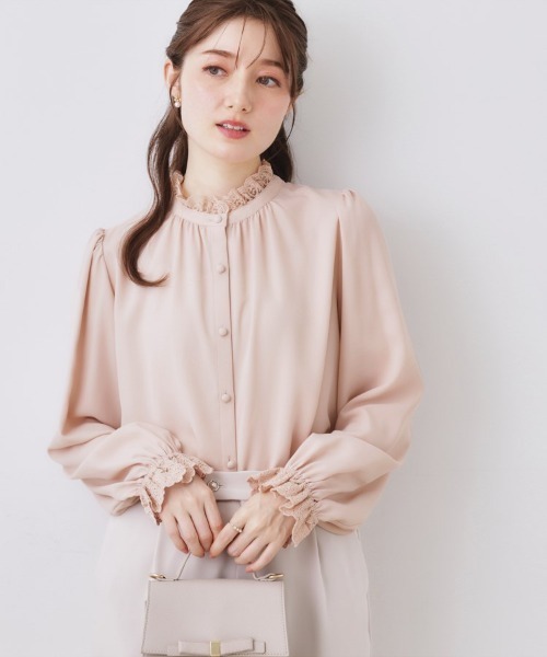 couture brooch（クチュールブローチ）の「【2WAY・ハレの日・通勤】エンブロレースブラウス（シャツ/ブラウス・レディース・アイボリー/ブラック/ライトグレー/ピンク・40/36/42/38）」の9枚目の写真