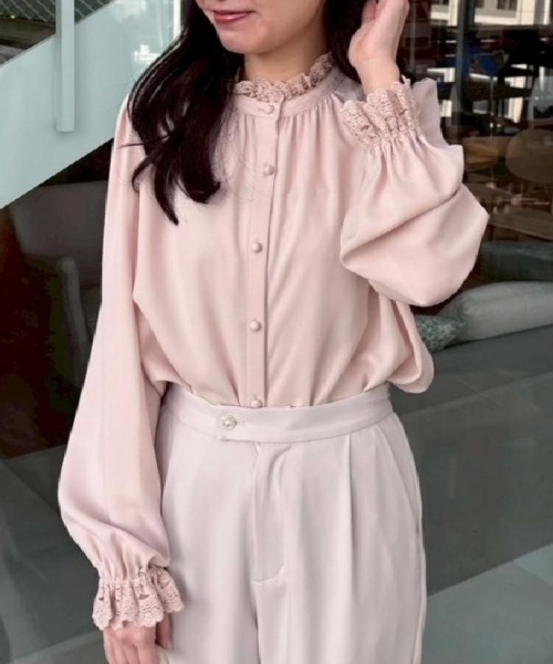 couture brooch（クチュールブローチ）の「【2WAY・ハレの日・通勤】エンブロレースブラウス（シャツ/ブラウス・レディース・アイボリー/ブラック/ライトグレー/ピンク・40/36/42/38）」の8枚目の写真