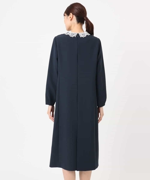 MK MICHEL KLEIN（エムケーミッシェルクラン）の「レース衿付きサックワンピース/防シワ/洗える（ワンピース・レディース・ネイビー・38）」の16枚目の写真