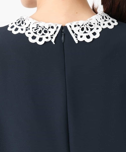 MK MICHEL KLEIN（エムケーミッシェルクラン）の「レース衿付きサックワンピース/防シワ/洗える（ワンピース・レディース・ネイビー・38）」の18枚目の写真