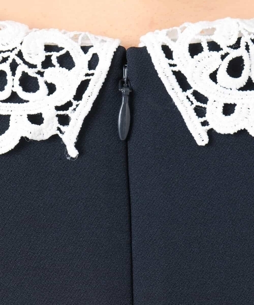 MK MICHEL KLEIN（エムケーミッシェルクラン）の「レース衿付きサックワンピース/防シワ/洗える（ワンピース・レディース・ネイビー・38）」の19枚目の写真
