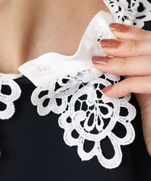 MK MICHEL KLEIN（エムケーミッシェルクラン）の「レース衿付きサックワンピース/防シワ/洗える（ワンピース・レディース・ネイビー・38）」の20枚目の写真