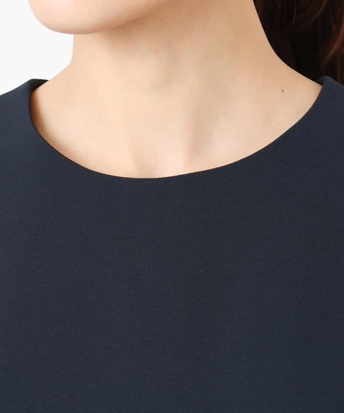 MK MICHEL KLEIN（エムケーミッシェルクラン）の「レース衿付きサックワンピース/防シワ/洗える（ワンピース・レディース・ネイビー・38）」の2枚目の写真