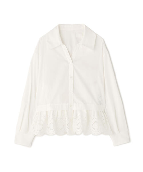 NATURAL BEAUTY BASIC(ナチュラルビューティーベーシック)の「◇エンブロイダリーヘムブラウス(シャツ/ブラウス・レディース・ブルー/オフホワイト/イエロー・FREE)」の4枚目の写真