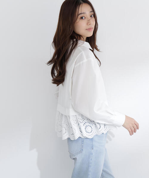 NATURAL BEAUTY BASIC(ナチュラルビューティーベーシック)の「◇エンブロイダリーヘムブラウス(シャツ/ブラウス・レディース・ブルー/オフホワイト/イエロー・FREE)」の9枚目の写真