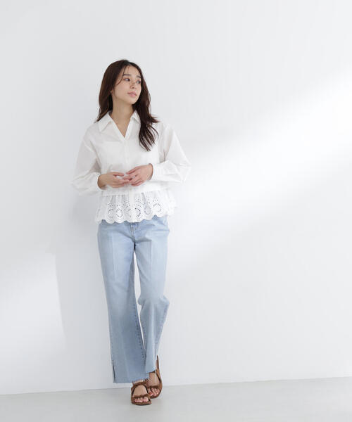 NATURAL BEAUTY BASIC(ナチュラルビューティーベーシック)の「◇エンブロイダリーヘムブラウス(シャツ/ブラウス・レディース・ブルー/オフホワイト/イエロー・FREE)」の12枚目の写真