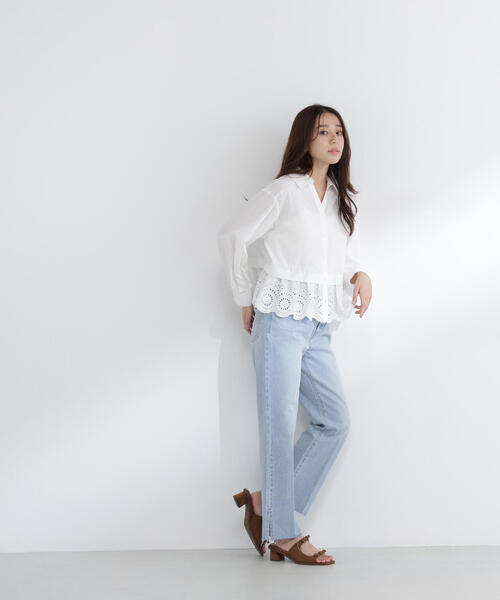 NATURAL BEAUTY BASIC(ナチュラルビューティーベーシック)の「◇エンブロイダリーヘムブラウス(シャツ/ブラウス・レディース・ブルー/オフホワイト/イエロー・FREE)」の14枚目の写真