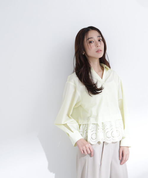 NATURAL BEAUTY BASIC(ナチュラルビューティーベーシック)の「◇エンブロイダリーヘムブラウス(シャツ/ブラウス・レディース・ブルー/オフホワイト/イエロー・FREE)」の19枚目の写真