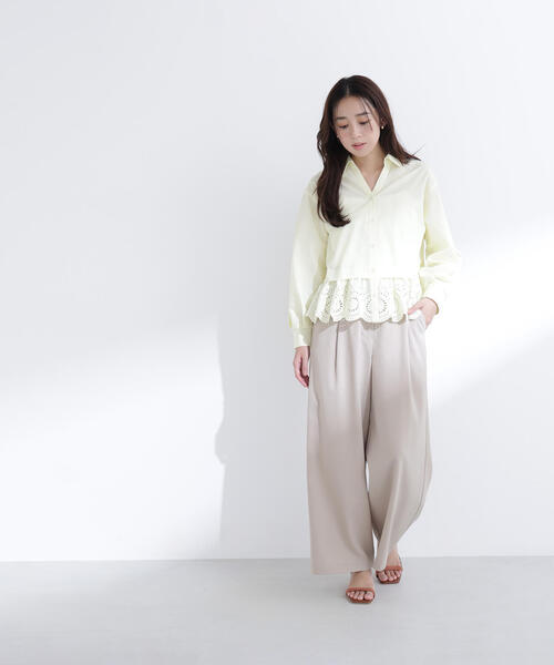 NATURAL BEAUTY BASIC(ナチュラルビューティーベーシック)の「◇エンブロイダリーヘムブラウス(シャツ/ブラウス・レディース・ブルー/オフホワイト/イエロー・FREE)」の22枚目の写真