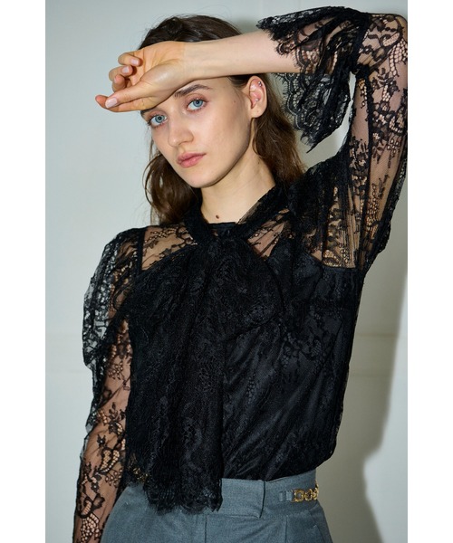 Estella.K（エステラケー）の「Cassia Lace Bow Blouce スカラップレースタイブラウス（シャツ/ブラウス・レディース・ホワイト/ブラック・FREE）」の16枚目の写真