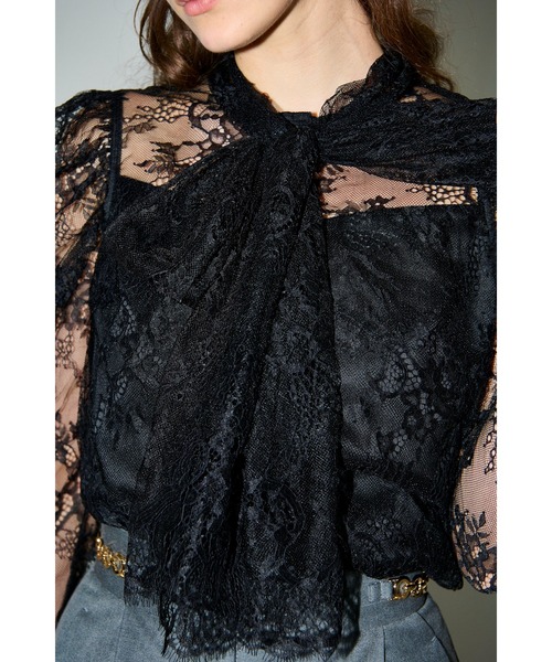 Estella.K（エステラケー）の「Cassia Lace Bow Blouce スカラップレースタイブラウス（シャツ/ブラウス・レディース・ホワイト/ブラック・FREE）」の15枚目の写真