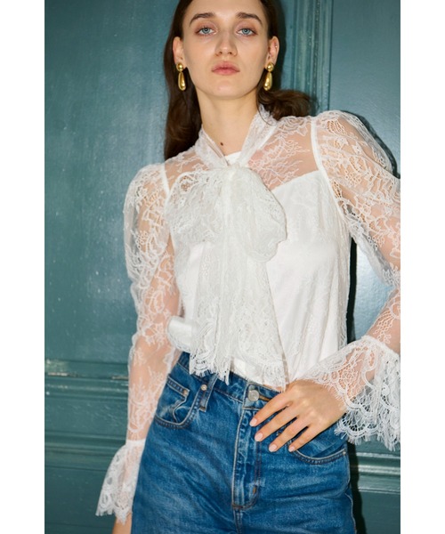 Estella.K（エステラケー）の「Cassia Lace Bow Blouce スカラップレースタイブラウス（シャツ/ブラウス・レディース・ホワイト/ブラック・FREE）」の10枚目の写真