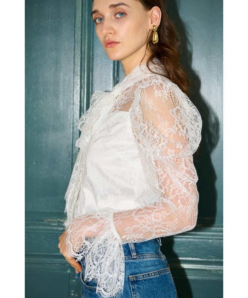 Estella.K（エステラケー）の「Cassia Lace Bow Blouce スカラップレースタイブラウス（シャツ/ブラウス・レディース・ホワイト/ブラック・FREE）」の8枚目の写真