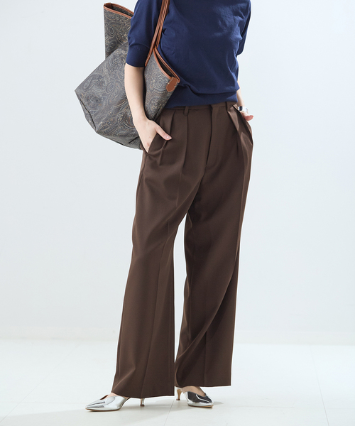 journal standard L'essage(ジャーナルスタンダードレサージュ)の「NALYAストライプ/Doeskinワイドパンツ(スラックス・レディース・ネイビー/ブラウン・38/36)」の6枚目の写真