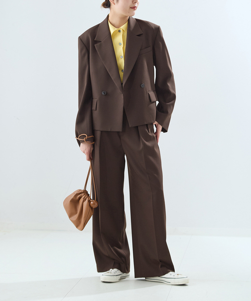 journal standard L'essage(ジャーナルスタンダードレサージュ)の「NALYAストライプ/Doeskinワイドパンツ(スラックス・レディース・ネイビー/ブラウン・38/36)」の7枚目の写真