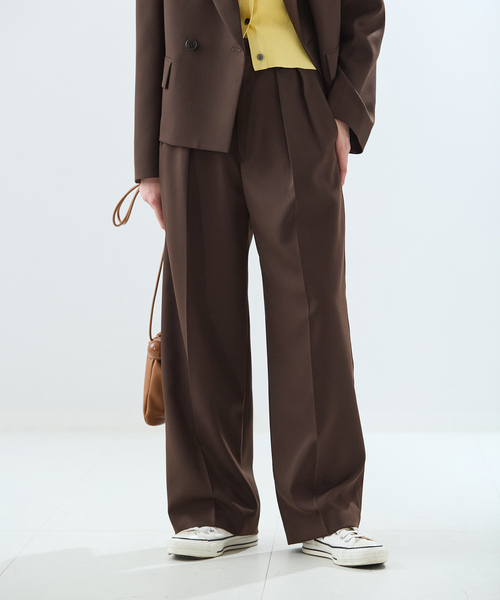 journal standard L'essage(ジャーナルスタンダードレサージュ)の「NALYAストライプ/Doeskinワイドパンツ(スラックス・レディース・ネイビー/ブラウン・38/36)」の8枚目の写真