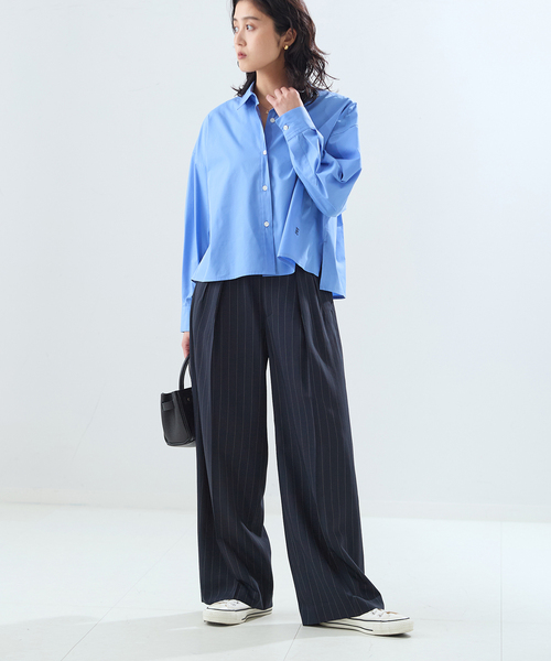 journal standard L'essage(ジャーナルスタンダードレサージュ)の「NALYAストライプ/Doeskinワイドパンツ(スラックス・レディース・ネイビー/ブラウン・38/36)」の11枚目の写真