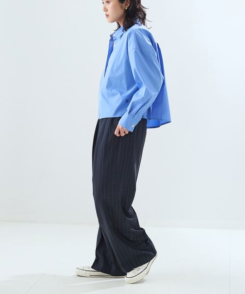 journal standard L'essage(ジャーナルスタンダードレサージュ)の「NALYAストライプ/Doeskinワイドパンツ(スラックス・レディース・ネイビー/ブラウン・38/36)」の12枚目の写真