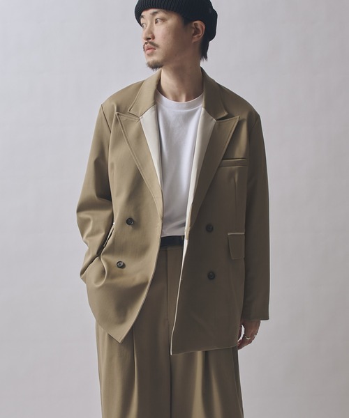 Lui's(ルイス)の「SURJENT ダブルブレストジャケット(テーラードジャケット・メンズ・ベージュ/ブラック・2/1)」の2枚目の写真