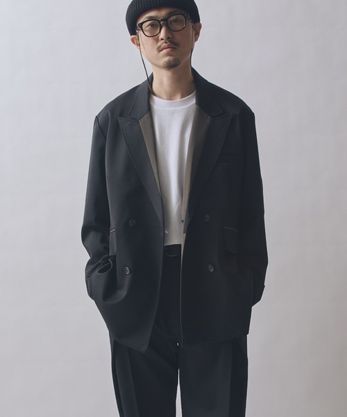 Lui's(ルイス)の「SURJENT ダブルブレストジャケット(テーラードジャケット・メンズ・ベージュ/ブラック・2/1)」の1枚目の写真