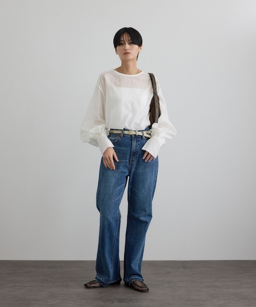 SALON adam et rope'（サロン アダム エ ロペ）の「【WEB限定】シルクMIXルチアブラウス（シャツ/ブラウス・レディース・ブラック/ベージュ系その他/ホワイト・FREE）」の7枚目の写真