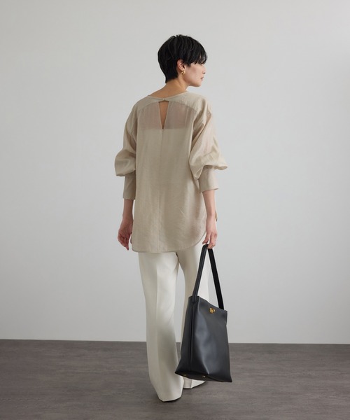 SALON adam et rope'（サロン アダム エ ロペ）の「【WEB限定】シルクMIXルチアブラウス（シャツ/ブラウス・レディース・ブラック/ベージュ系その他/ホワイト・FREE）」の8枚目の写真