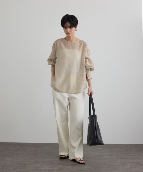 SALON adam et rope'（サロン アダム エ ロペ）の「【WEB限定】シルクMIXルチアブラウス（シャツ/ブラウス・レディース・ブラック/ベージュ系その他/ホワイト・FREE）」の15枚目の写真