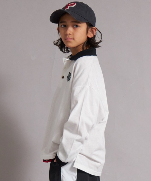 PAIRMANON STREET（ペアマノンストリート）の「【綿100%】襟付き ロゴ刺繍 ロンT【PAIRMANON STREET】（Tシャツ/カットソー・キッズ・グリーン/ブラック/オフホワイト/グレー・150/130/120/160/140/110/100/90）」の5枚目の写真