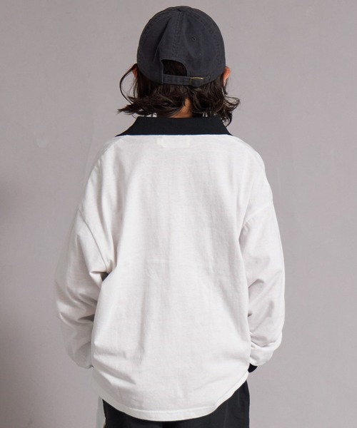 PAIRMANON STREET（ペアマノンストリート）の「【綿100%】襟付き ロゴ刺繍 ロンT【PAIRMANON STREET】（Tシャツ/カットソー・キッズ・グリーン/ブラック/オフホワイト/グレー・150/130/120/160/140/110/100/90）」の6枚目の写真