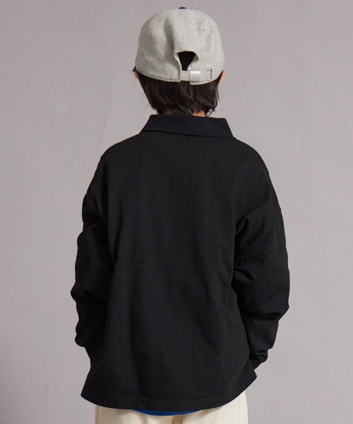 PAIRMANON STREET（ペアマノンストリート）の「【綿100%】襟付き ロゴ刺繍 ロンT【PAIRMANON STREET】（Tシャツ/カットソー・キッズ・グリーン/ブラック/オフホワイト/グレー・150/130/120/160/140/110/100/90）」の9枚目の写真