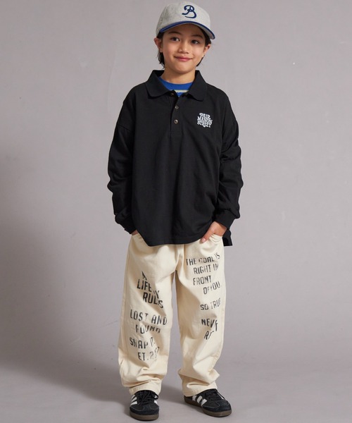 PAIRMANON STREET（ペアマノンストリート）の「【綿100%】襟付き ロゴ刺繍 ロンT【PAIRMANON STREET】（Tシャツ/カットソー・キッズ・グリーン/ブラック/オフホワイト/グレー・150/130/120/160/140/110/100/90）」の10枚目の写真