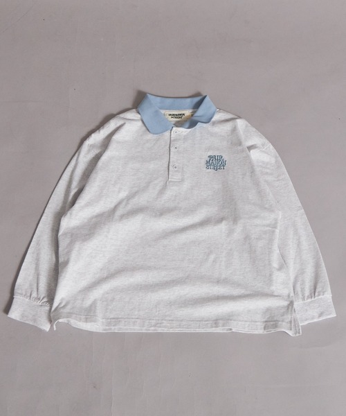 PAIRMANON STREET（ペアマノンストリート）の「【綿100%】襟付き ロゴ刺繍 ロンT【PAIRMANON STREET】（Tシャツ/カットソー・キッズ・グリーン/ブラック/オフホワイト/グレー・150/130/120/160/140/110/100/90）」の20枚目の写真