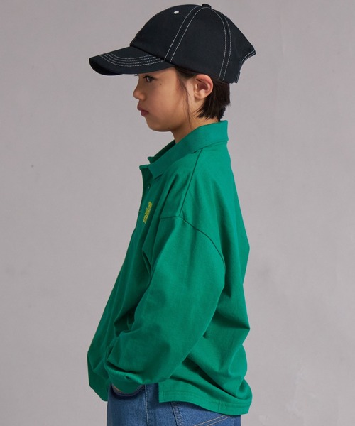 PAIRMANON STREET（ペアマノンストリート）の「【綿100%】襟付き ロゴ刺繍 ロンT【PAIRMANON STREET】（Tシャツ/カットソー・キッズ・グリーン/ブラック/オフホワイト/グレー・150/130/120/160/140/110/100/90）」の14枚目の写真