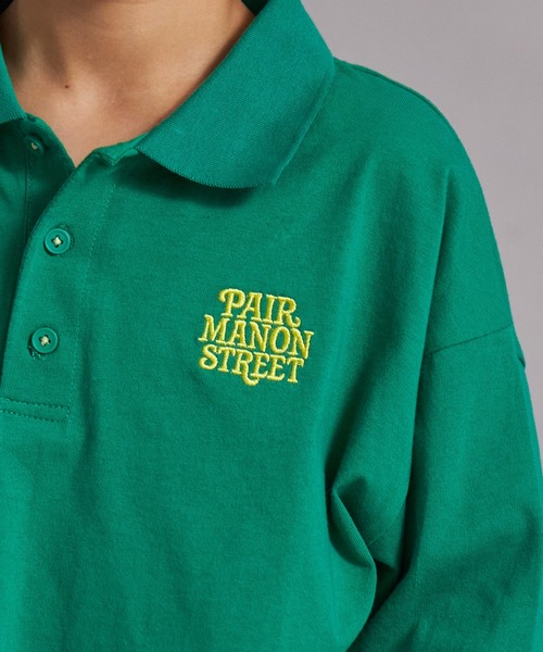 PAIRMANON STREET（ペアマノンストリート）の「【綿100%】襟付き ロゴ刺繍 ロンT【PAIRMANON STREET】（Tシャツ/カットソー・キッズ・グリーン/ブラック/オフホワイト/グレー・150/130/120/160/140/110/100/90）」の19枚目の写真