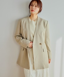 mysty woman | ノーカラーWジャケット 643762(テーラードジャケット)