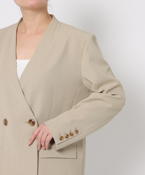 mysty woman(ミスティウーマン)の「ノーカラーWジャケット 643762(テーラードジャケット・レディース・ブラック/ライトベージュ・FREE)」の14枚目の写真