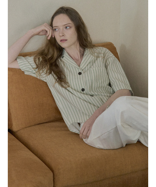 AVANT-G(アバン)の「Striped Rayon Shirt - GREEN(シャツ/ブラウス・レディース・その他・FREE)」の3枚目の写真