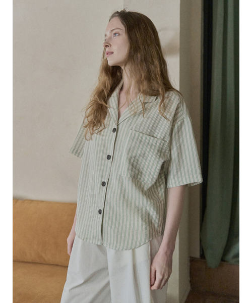 AVANT-G(アバン)の「Striped Rayon Shirt - GREEN(シャツ/ブラウス・レディース・その他・FREE)」の4枚目の写真