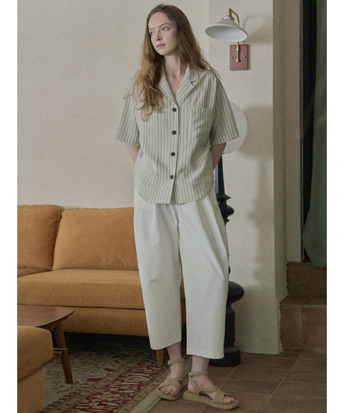 AVANT-G(アバン)の「Striped Rayon Shirt - GREEN(シャツ/ブラウス・レディース・その他・FREE)」の5枚目の写真