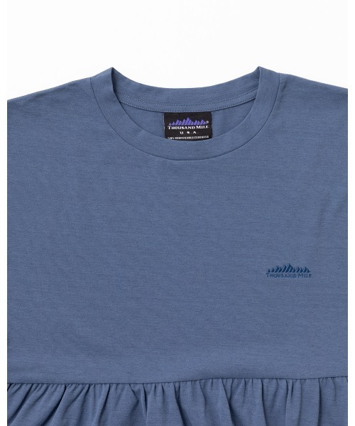 THOUSAND MILE（サウザンドマイル）の「【L's】GATHERED HEM T-SHIRT &  WIDE PANS SET LUXELEAF JERSEY/ギャザーヘムTシャツ＆ワイドパンツ セット（セットアップ・レディース・スミクロ/ホワイト系その他/ブラウン/ブルー・FREE）」の5枚目の写真