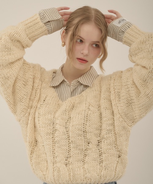 cable loose knit / ケーブルルーズニット（ニット/セーター）｜hazyl