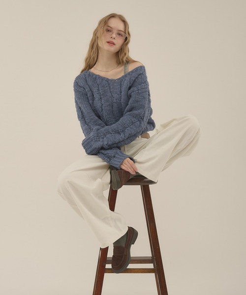 cable loose knit / ケーブルルーズニット（ニット/セーター）｜hazyl