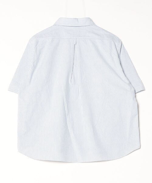 DANTON（ダントン）の「DANTON/ダントン　ラウンドカラープルオーバーショートスリーブシャツ　ROUND COLLAR P.O SHIRT SHORT SLEEVE （ウィメンズ） DT-B0283 OXP（シャツ/ブラウス・レディース・サックスブルー/ブラック・38）」の3枚目の写真